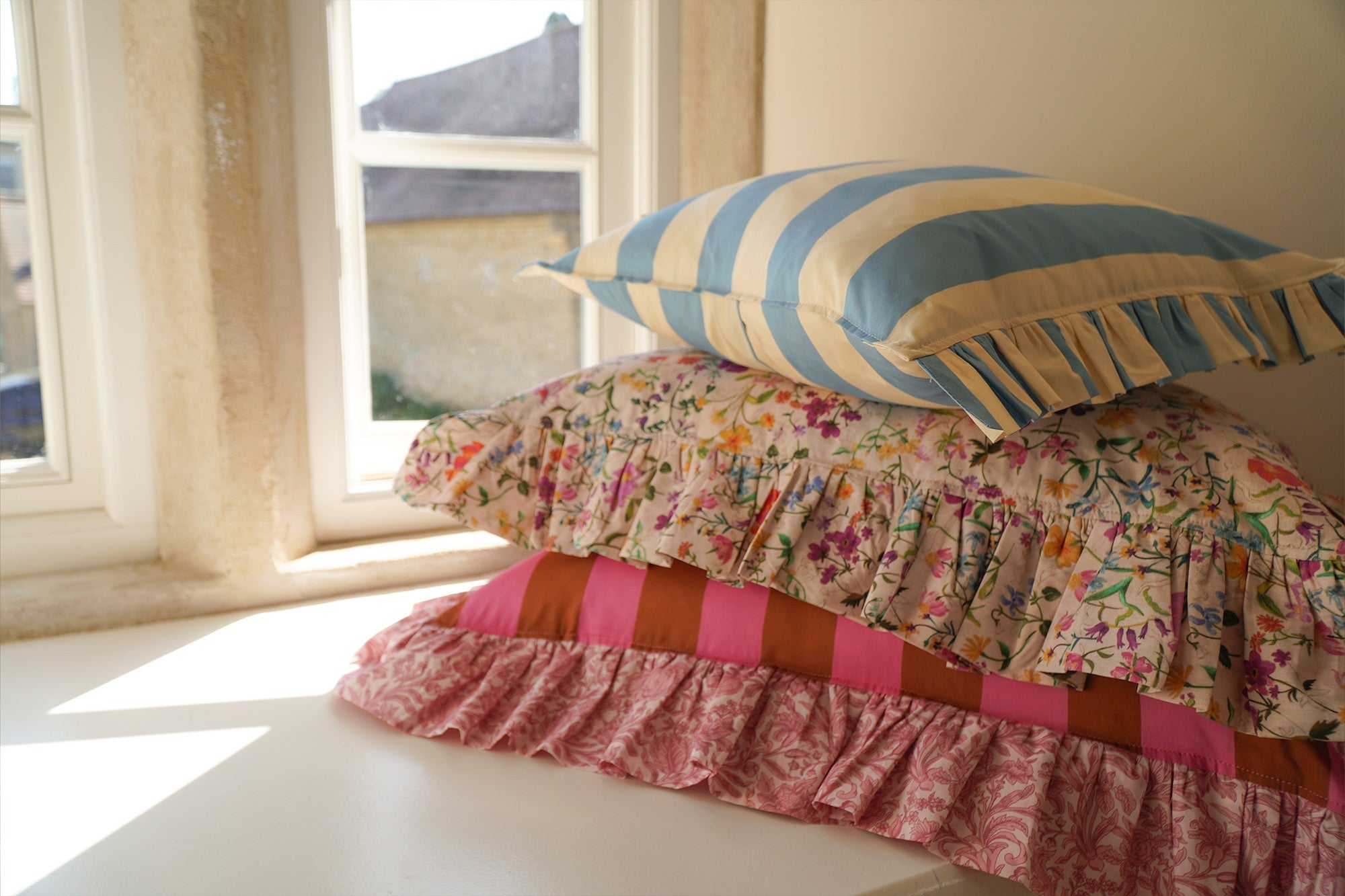 silk cushion liberty fabric stately kristina on a french settee