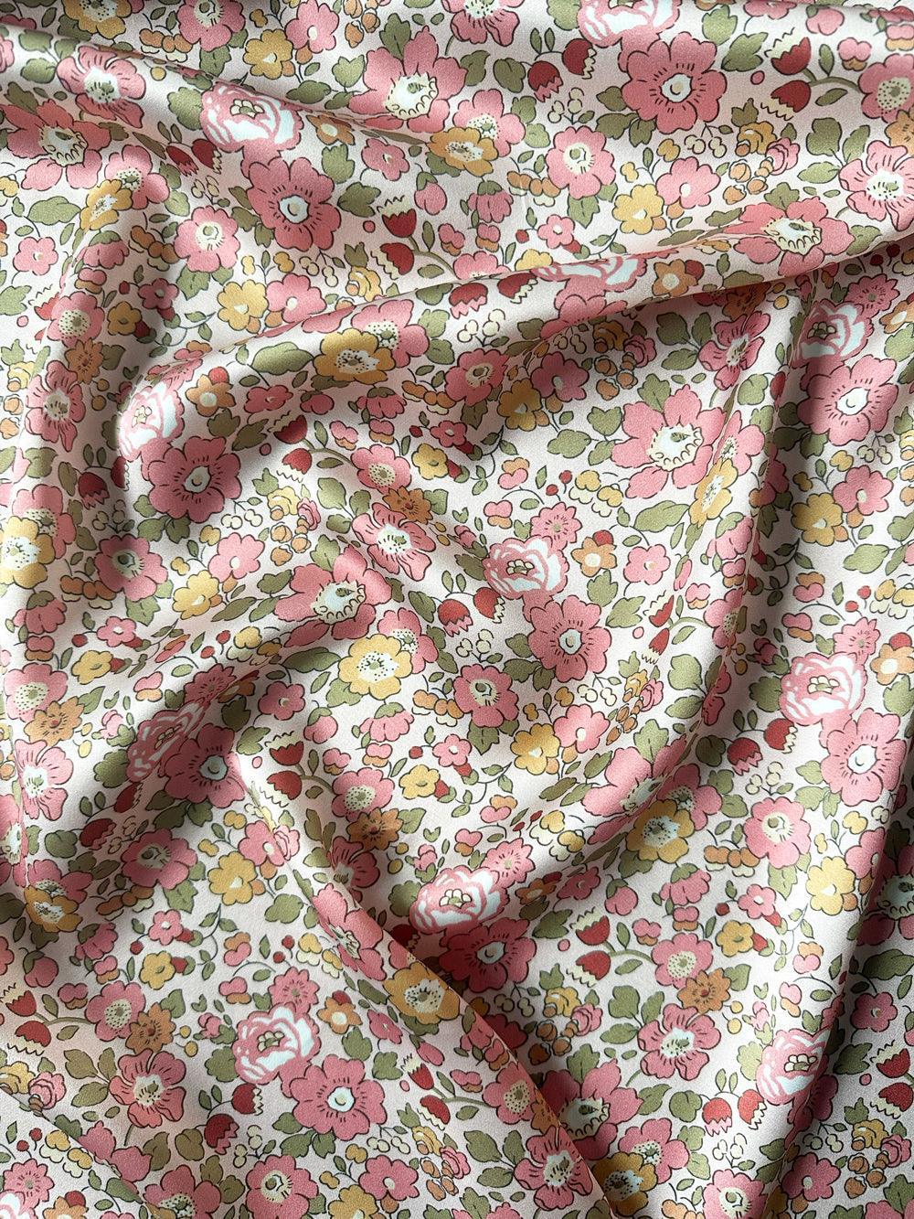 Liberty Fabric Belgravia Silk Satin BETSY FIELD PINK