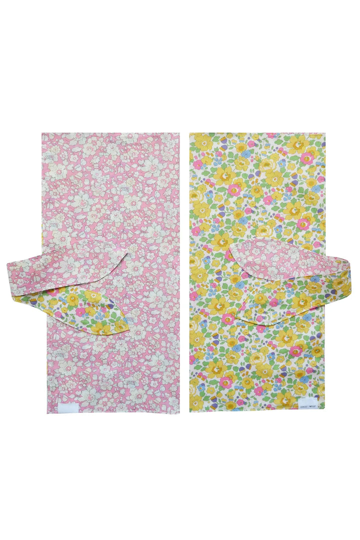 Reversible Bow Napkin Set made with Liberty Fabric BETSY CITRUS & BETSY BOO - Coco & Wolf