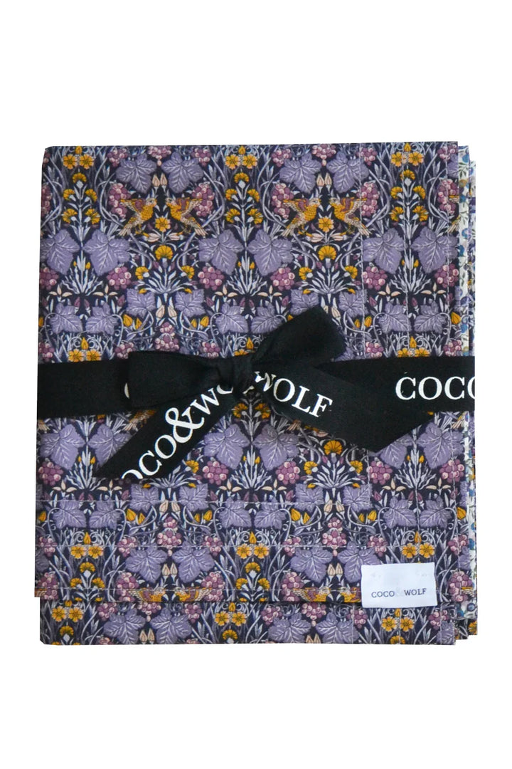Reversible Tablecloth made with Liberty Fabric WILTSHIRE BUD GRAPE & VINE THIEF - Coco & Wolf