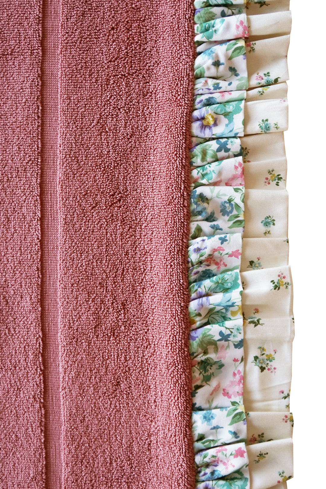 Bridgerton Ruffle-Edge Bath Mat made with Liberty Fabric BOUQUET PARADE GREEN & POSY CORSAGE YELLOW