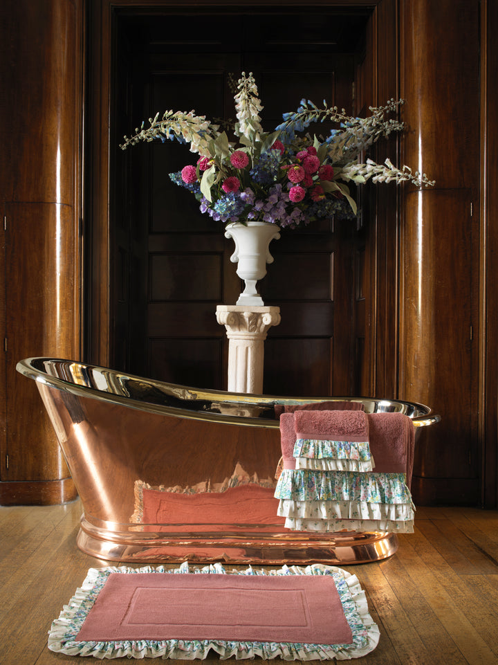 Bridgerton Ruffle Edge Towel made with Liberty Fabric BOUQUET PARADE GREEN & POSY CORSAGE YELLOW