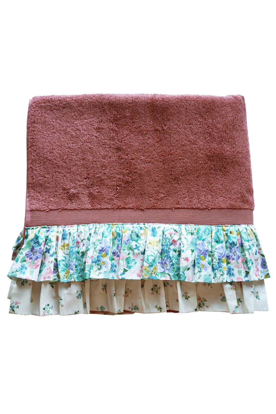 Bridgerton Ruffle Edge Towel made with Liberty Fabric BOUQUET PARADE GREEN & POSY CORSAGE YELLOW