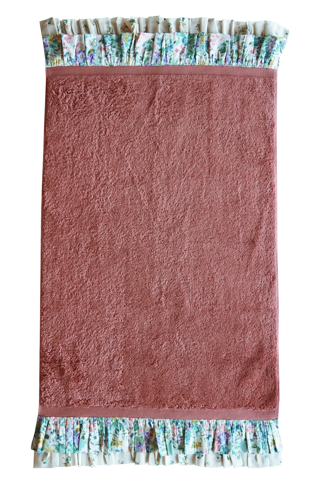 Bridgerton Ruffle Edge Towel made with Liberty Fabric BOUQUET PARADE GREEN & POSY CORSAGE YELLOW