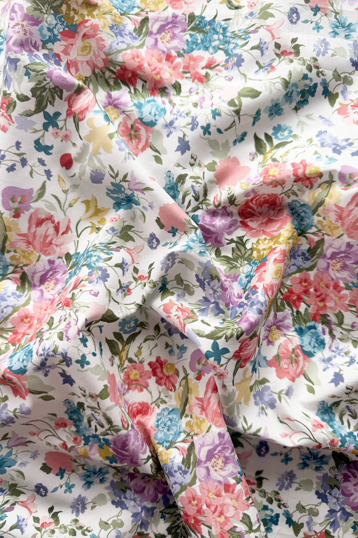 Bridgerton Picnic Blanket made with Liberty Fabric BOUQUET PARADE PEACH & REGENCY TRAIL PURPLE