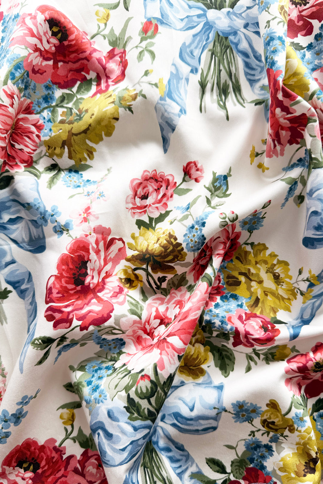 Bridgerton Scallop-Edge Pillowcase made with Liberty Fabric BOW BOUQUET BLUE