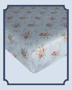 Bridgerton Fitted Sheet made with Liberty Fabric GARDEN BLOOMS BLUE