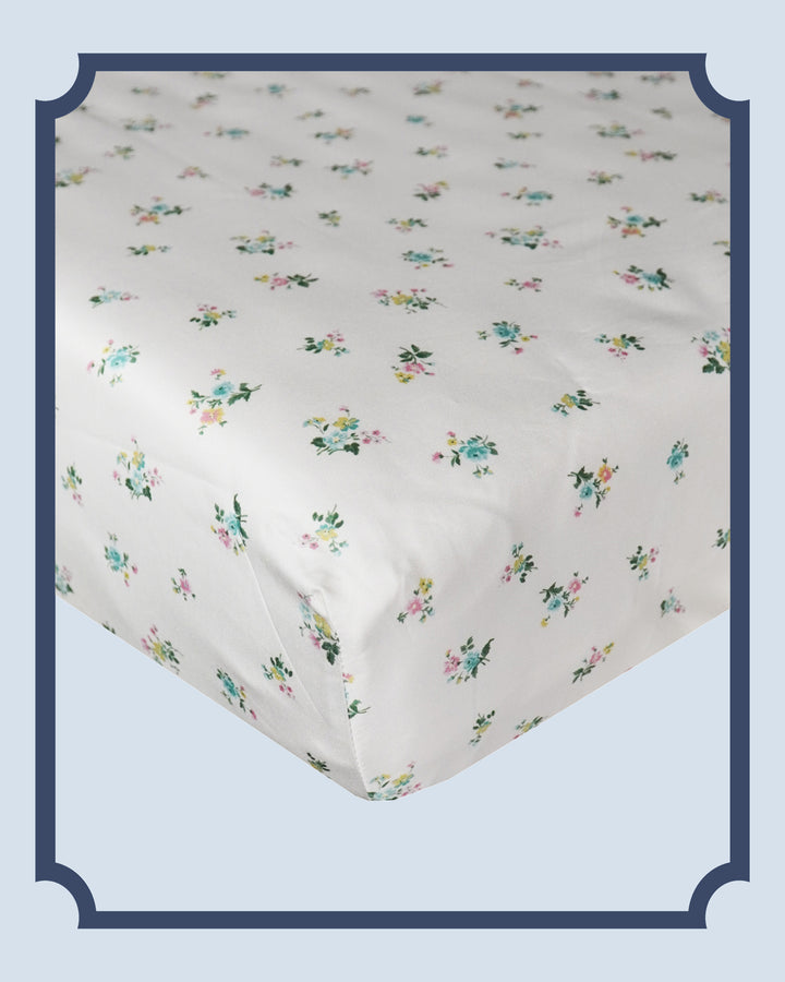Bridgerton Fitted Sheet made with Liberty Fabric POSY CORSAGE YELLOW