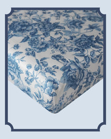 Bridgerton Fitted Sheet made with Liberty Fabric REGENCY TRAIL CHINA BLUE