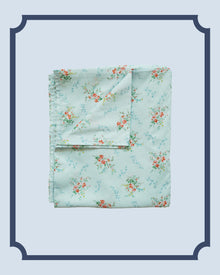 Bridgerton Flat Top Sheet made with Liberty Fabric GARDEN BLOOMS BLUE