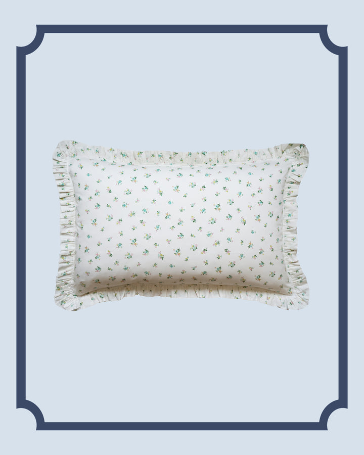 Bridgerton Frill Edge Pillowcase made with Liberty Fabric POSY CORSAGE YELLOW