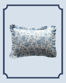 Bridgerton Frill-Edge Pillowcase made with Liberty Fabric REGENCY TRAIL CHINA BLUE