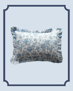 Bridgerton Frill-Edge Pillowcase made with Liberty Fabric REGENCY TRAIL CHINA BLUE