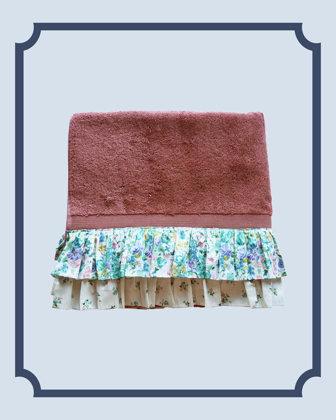 Bridgerton Ruffle Edge Towel made with Liberty Fabric BOUQUET PARADE GREEN & POSY CORSAGE YELLOW