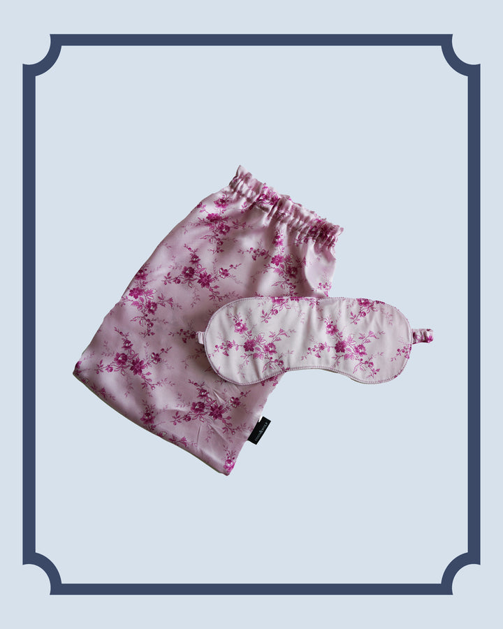 Bridgerton Silk Eye Mask made with Liberty Fabric AMELIE LUISE PINK