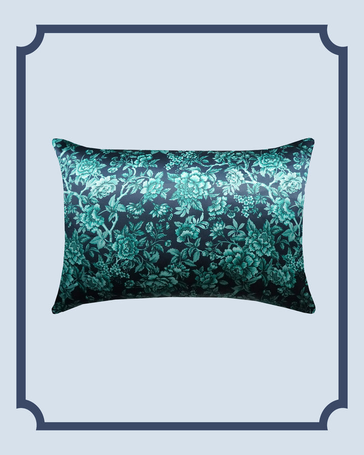 Bridgerton Silk Pillowcase made with Liberty Fabric REGENCY TRAIL GREEN