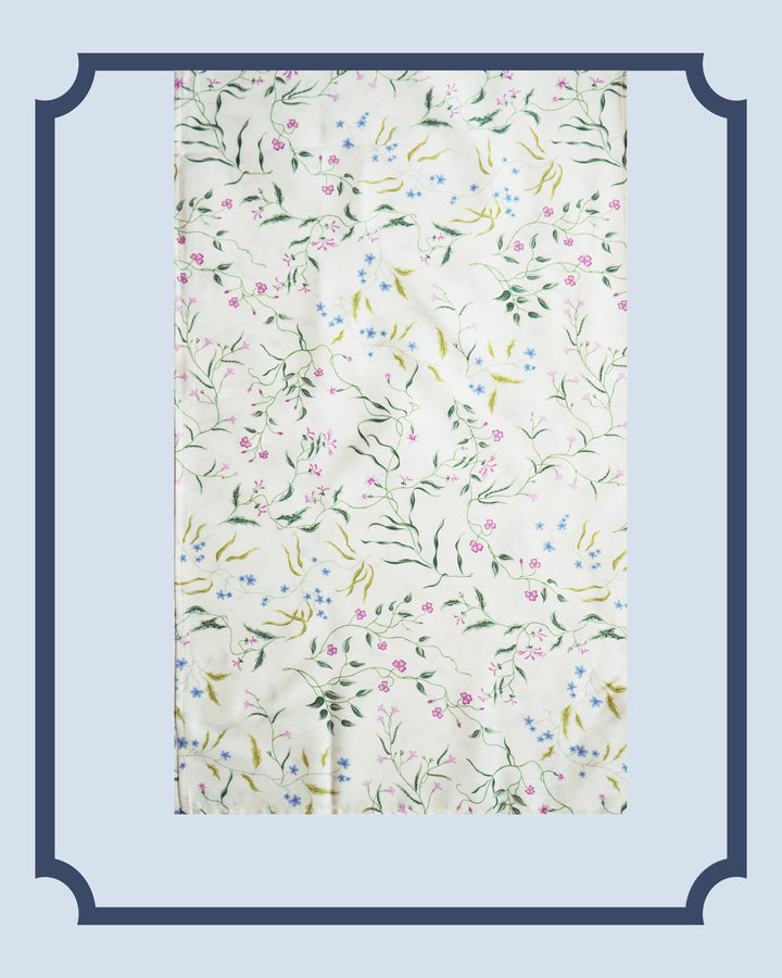 Bridgerton Stitch Edge Tablecloth Runner made with Liberty Fabric REGAL BLOSSOM GREEN
