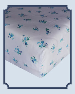 Bridgerton Fitted Sheet made with Liberty Fabric POSY CORSAGE BLUE