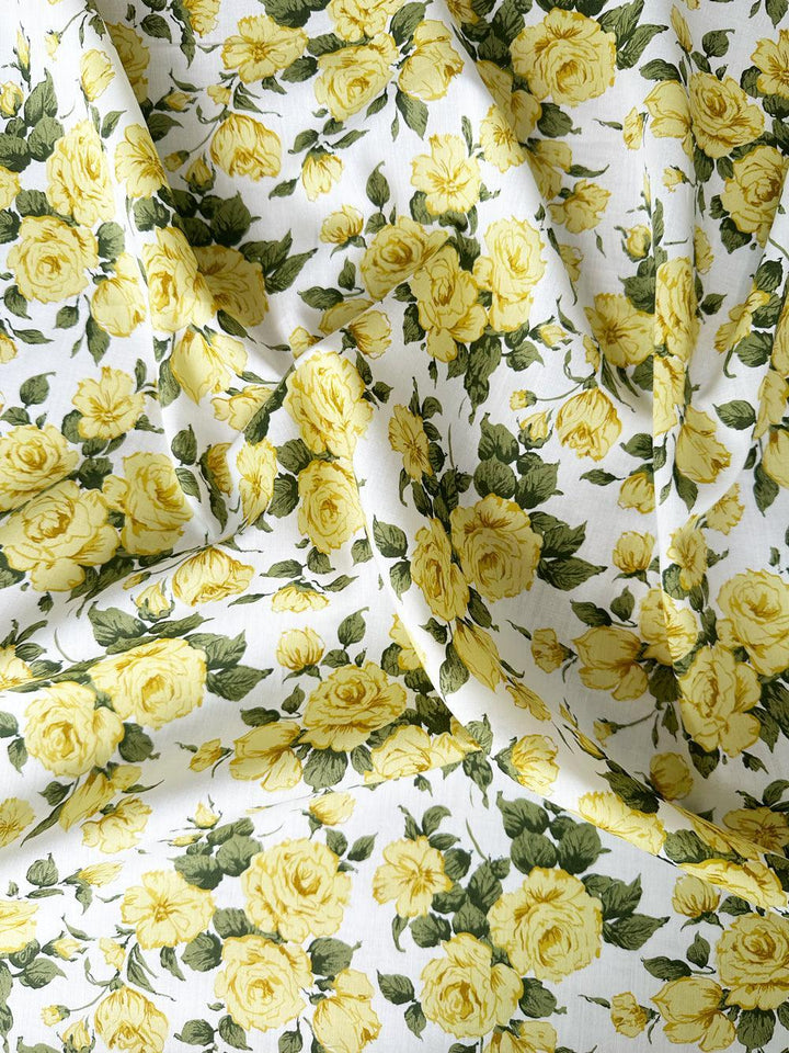 Liberty Fabric Tana Lawn® Cotton CARLINE ROSE LEMON - Coco & Wolf