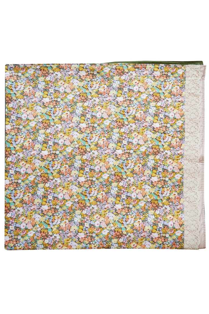 Coco & Wolf × O Pioneers Lace-Trim Picnic Blanket made with Liberty Fabric THORPE YELLOW