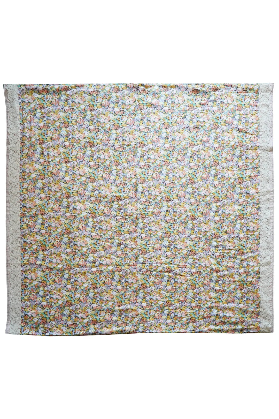 Coco & Wolf × O Pioneers Lace-Trim Picnic Blanket made with Liberty Fabric THORPE YELLOW