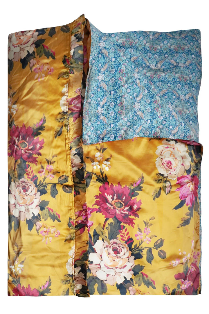 Reversible Ruffle Edge Heirloom Quilt made with Liberty Fabric STATELY KRISTINA & STRAWBERRY THIEF
