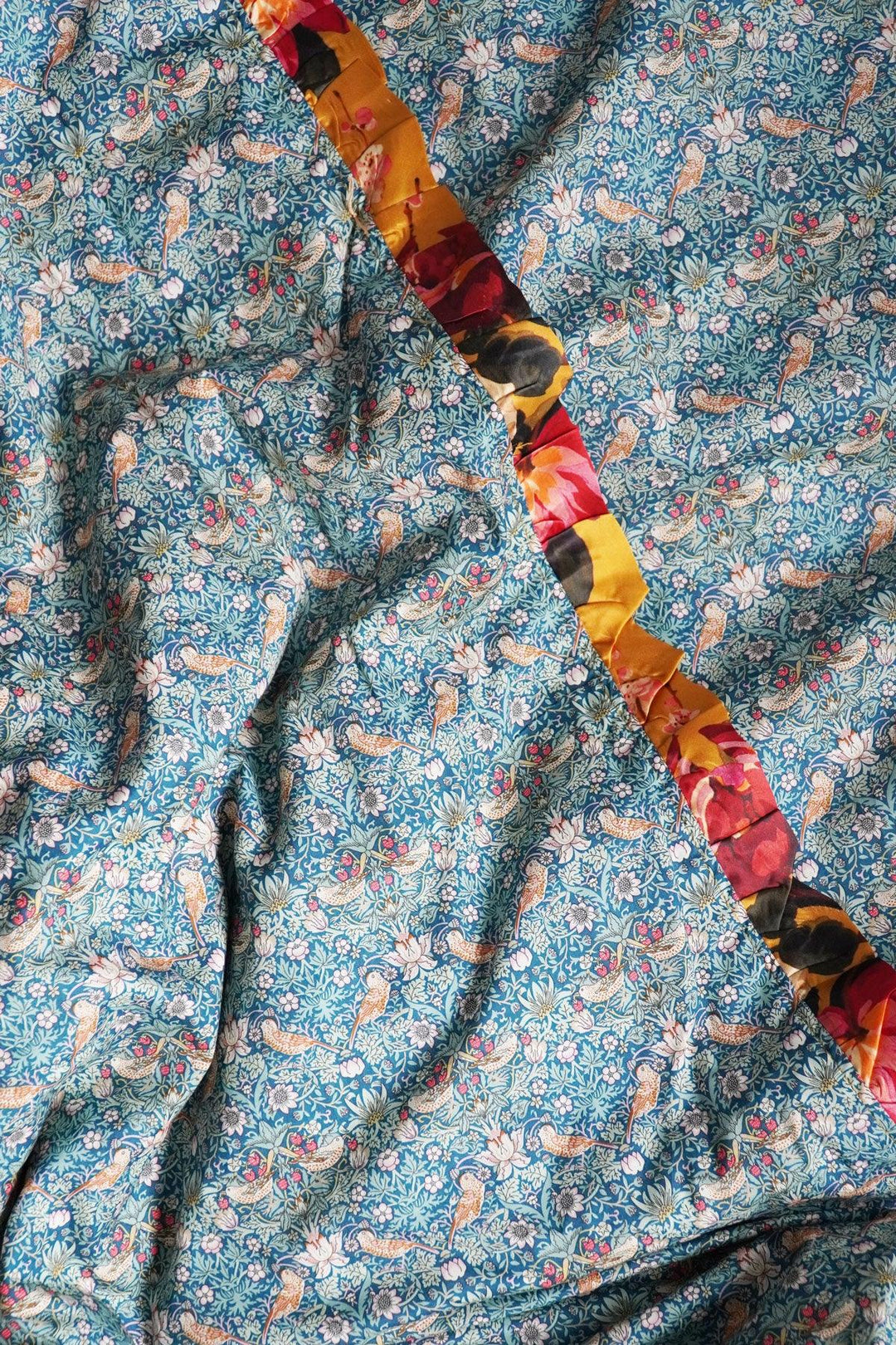 Reversible Ruffle Edge Heirloom Quilt made with Liberty Fabric STATELY KRISTINA & STRAWBERRY THIEF