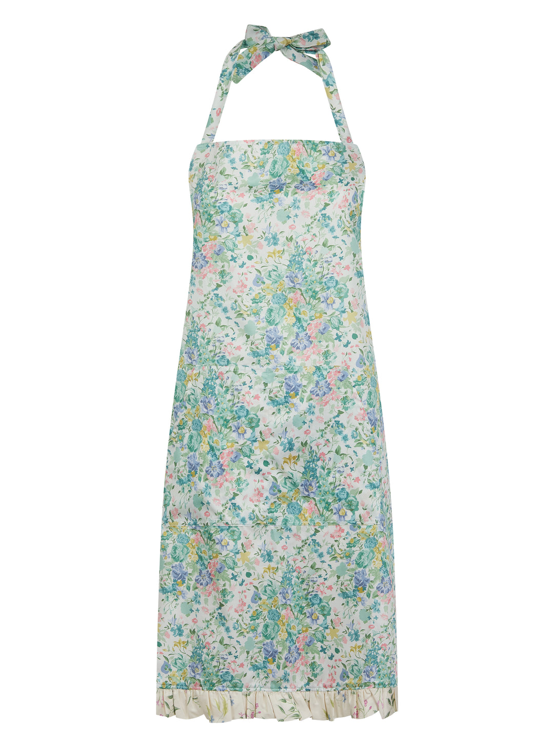 Bridgerton Reversible Ruffle Apron BOUQUET PARADE GREEN & REGAL BLOSSOM