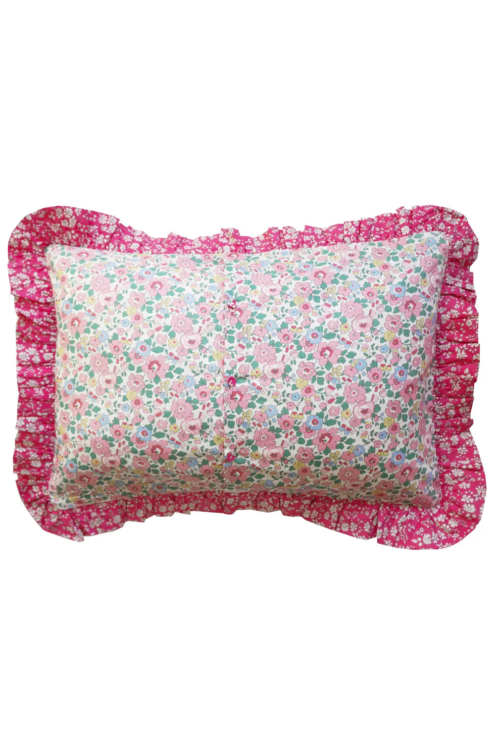 Oblong Ruffle Cushion made with Liberty Fabric BETSY CANDY FLOSS