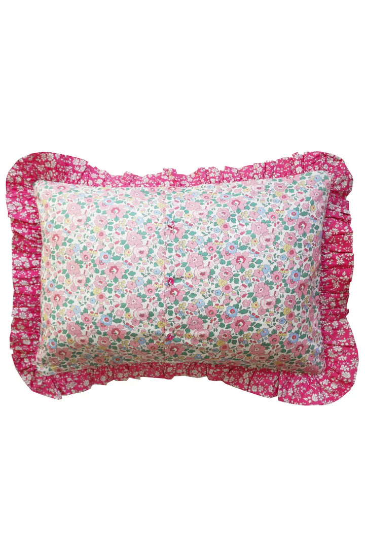 Oblong Ruffle Cushion made with Liberty Fabric BETSY CANDY FLOSS