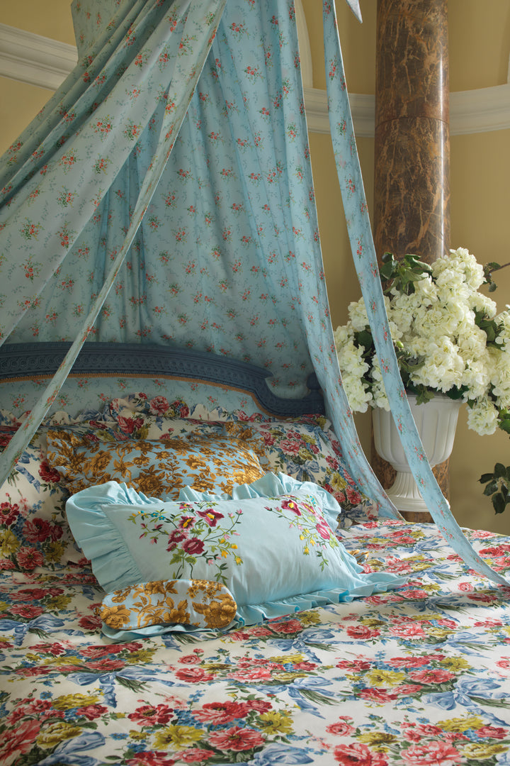 Bridgerton Housewife Pillowcase made with Liberty Fabric GARDEN BLOOMS BLUE