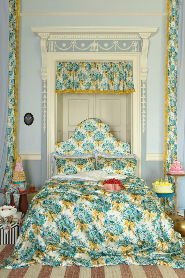 Bridgerton Fitted Sheet made with Liberty Fabric POSY CORSAGE BLUE