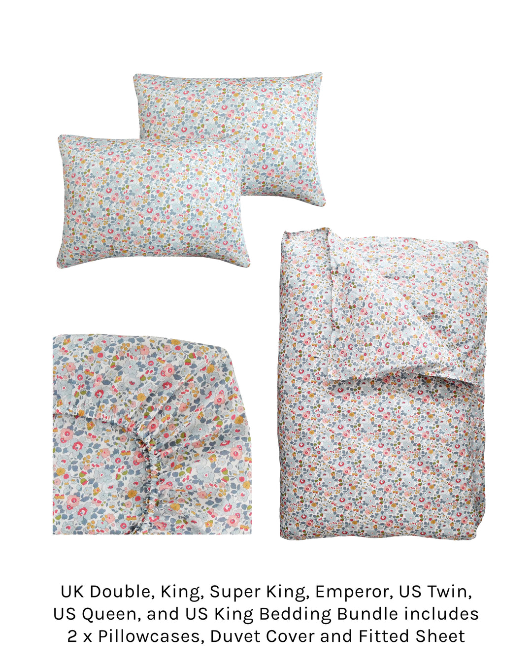 Duvet Set made with Liberty Fabric BETSY GREY