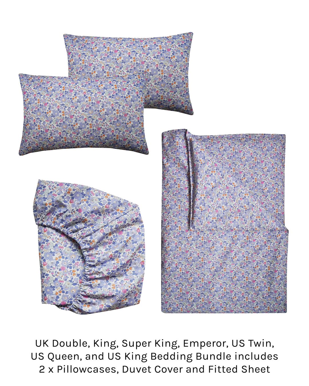 Duvet Set made with Liberty Fabric BETSY LAVENDER BLUE