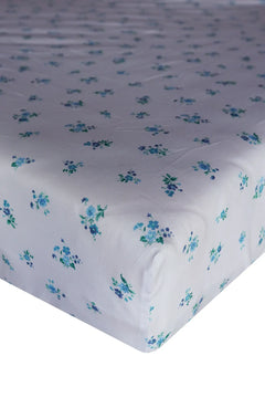 Fitted Sheet made with Liberty Fabrics & Bridgerton POSY CORSAGE BLUE