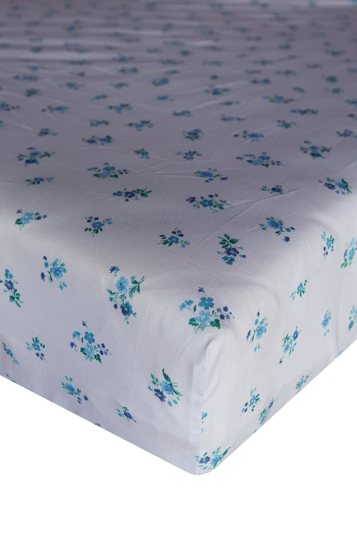Bridgerton Fitted Sheet made with Liberty Fabric POSY CORSAGE BLUE