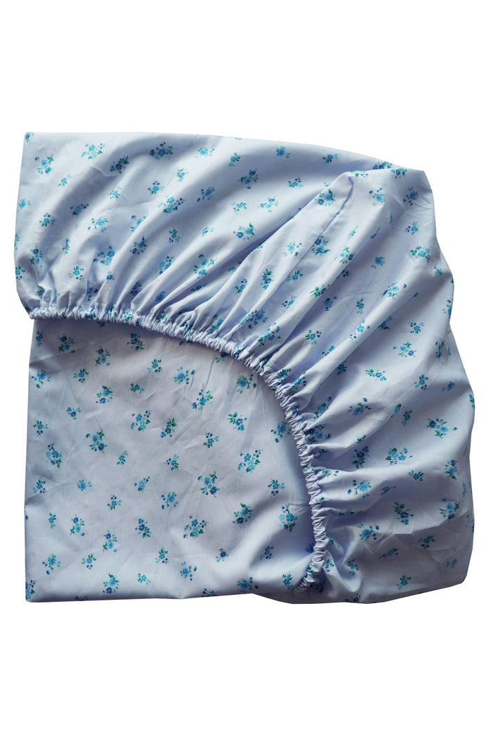 Bridgerton Fitted Sheet made with Liberty Fabric POSY CORSAGE BLUE
