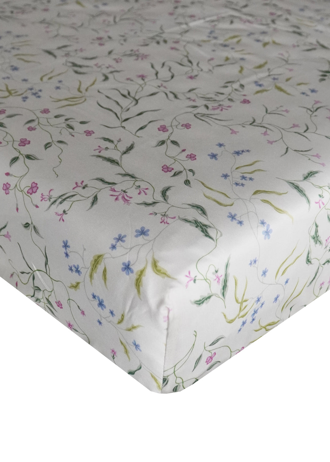 Bridgerton Fitted Sheet made with Liberty Fabric REGAL BLOSSOM GREEN