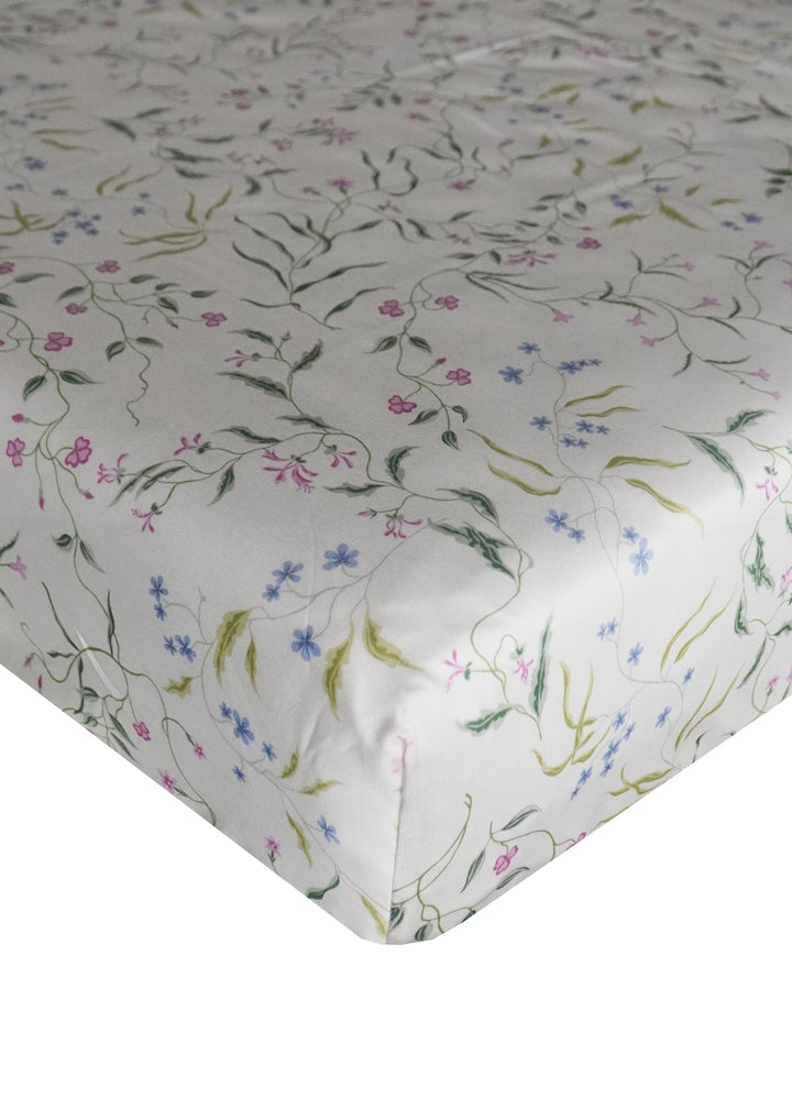 Bridgerton Fitted Sheet made with Liberty Fabric REGAL BLOSSOM GREEN