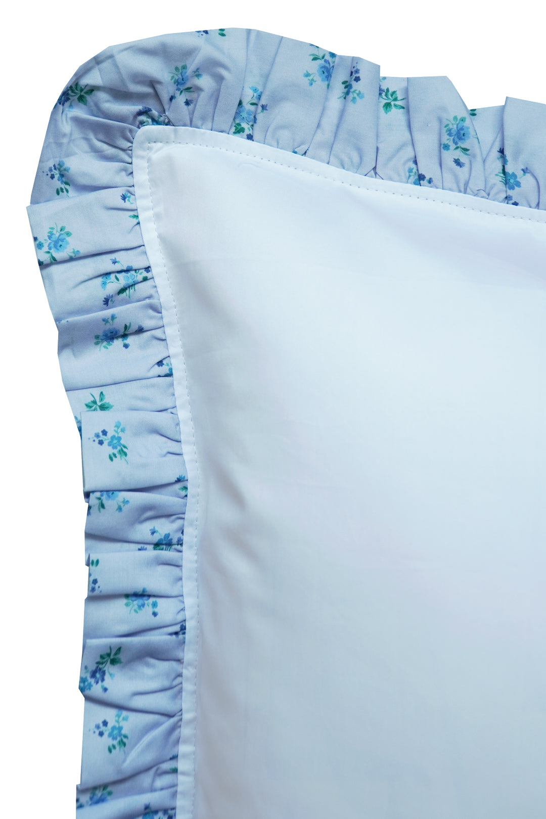 Bridgerton Frill-Edge White Duvet Set made with Liberty Fabric POSEY CORSAGE BLUE
