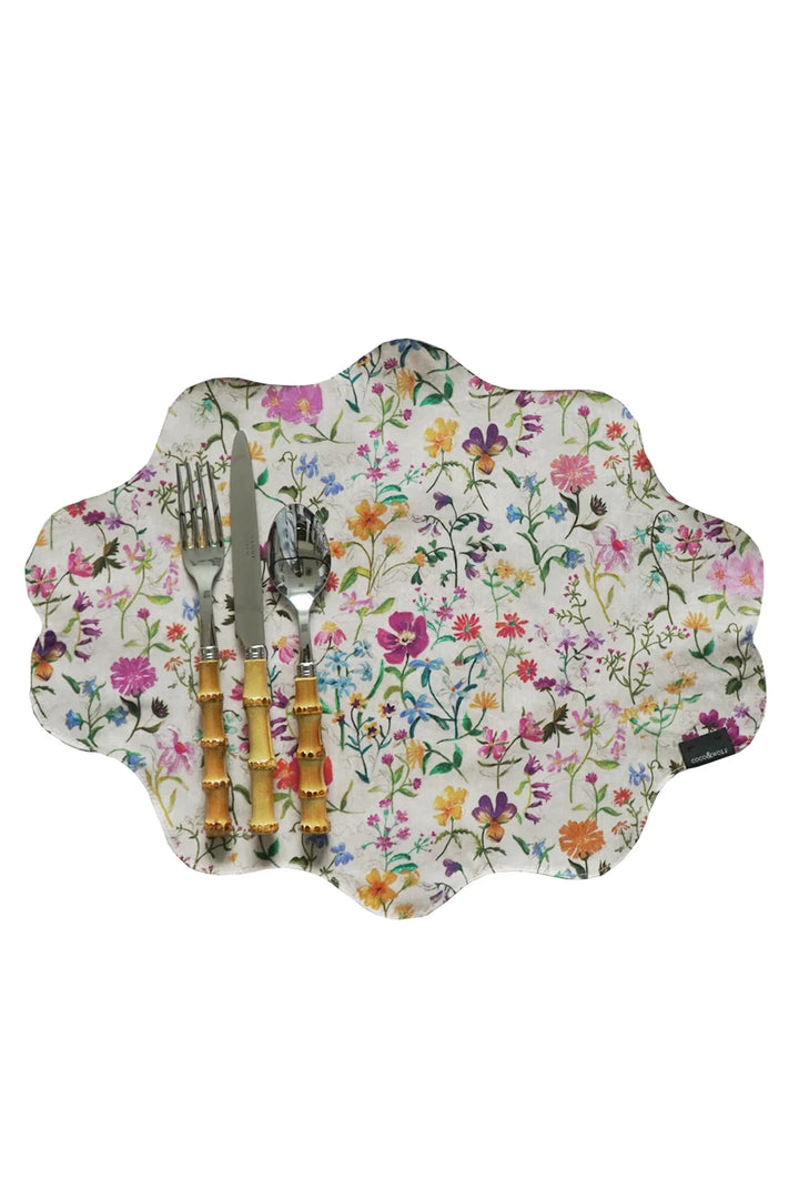 Reversible Wavy Placemat made with Liberty Fabric LINEN GARDEN & KATIE & MILLIE - Coco & Wolf