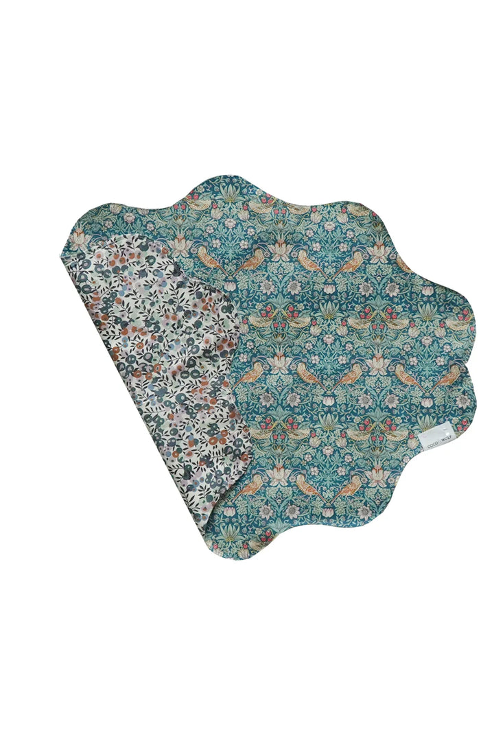 Reversible Wavy Placemat made with Liberty Fabric STRAWBERRY THIEF & WILTSHIRE - Coco & Wolf