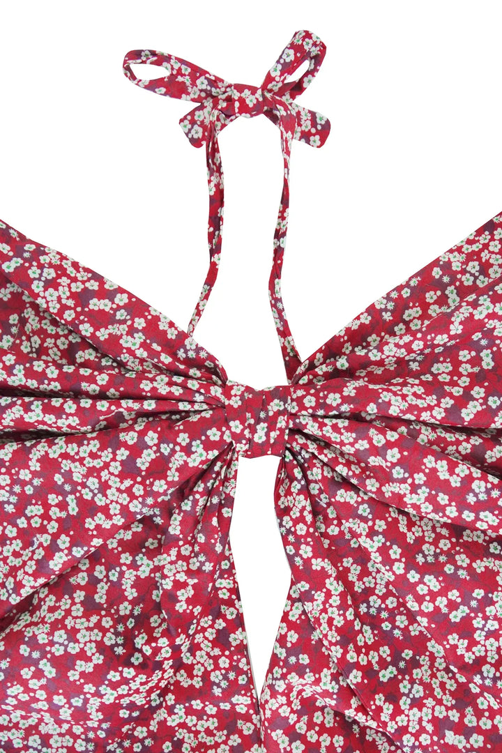 Oversized Decorative Bow made with Liberty Fabric MITSI VALERIA RED - Coco & Wolf