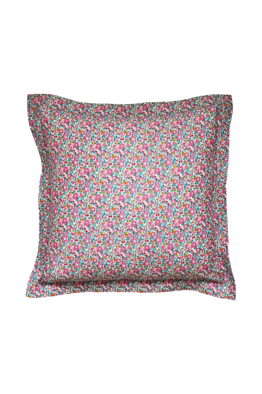 Floral patterned pillow on a white background