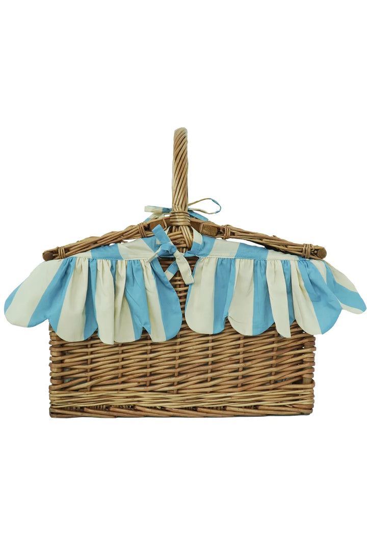 Rectangular Picnic Basket Hamper made with Liberty Fabric VACATION STRIPE - Coco & Wolf