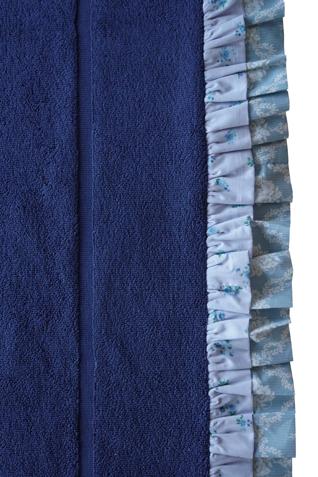 Bridgerton Ruffle-Edge Bath Mat made with Liberty Fabric POSY CORSAGE BLUE & GARLAND HAMPERS