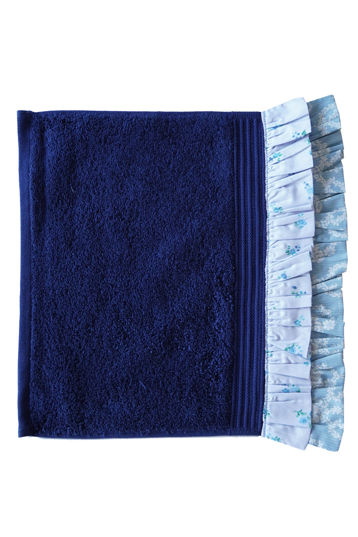 Bridgerton Ruffle-Edge Towel made with Liberty Fabric POSY CORSAGE BLUE & GARLAND HAMPERS