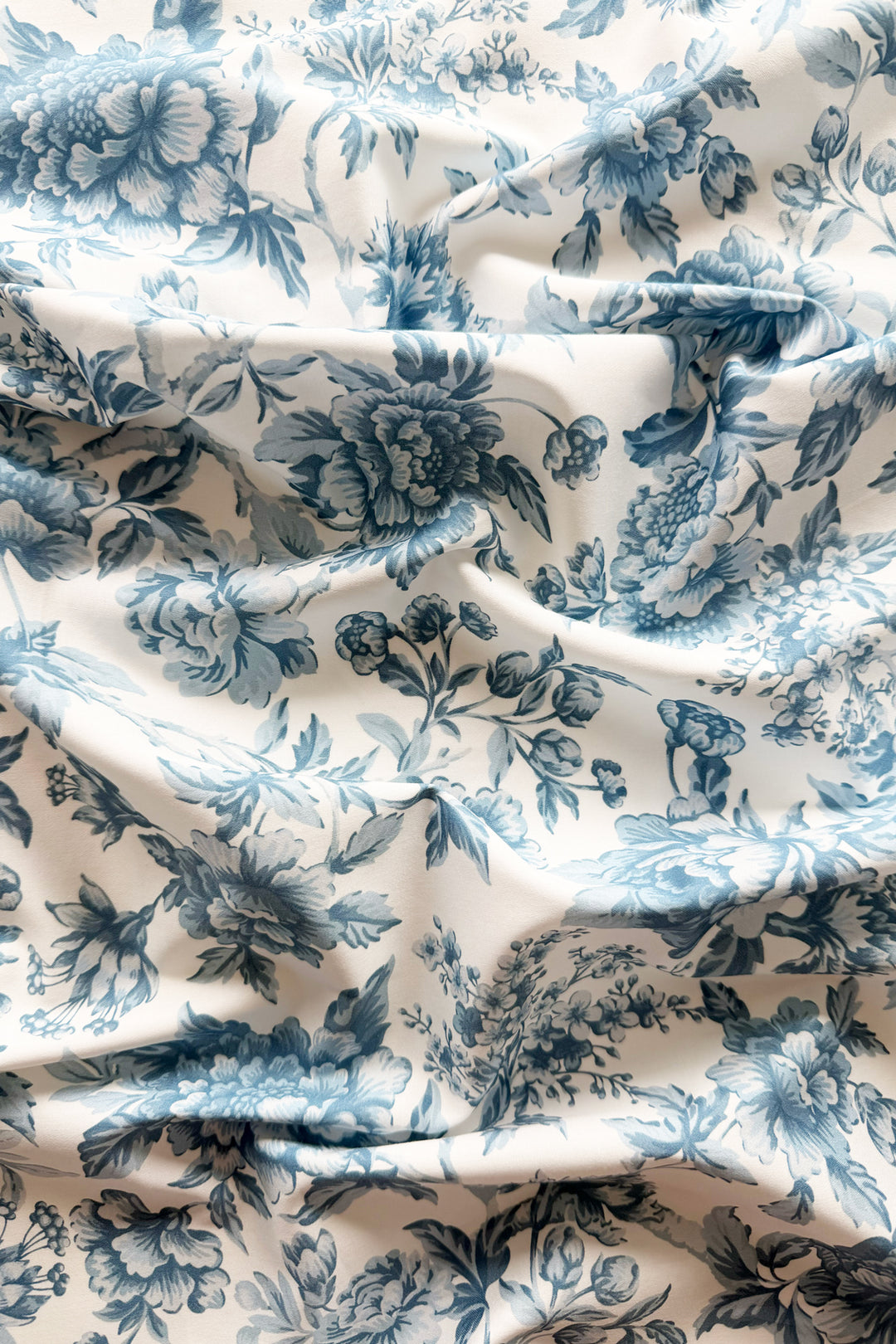 Bridgerton Flat Top Sheet made with Liberty Fabric REGENCY TRAIL CHINA BLUE