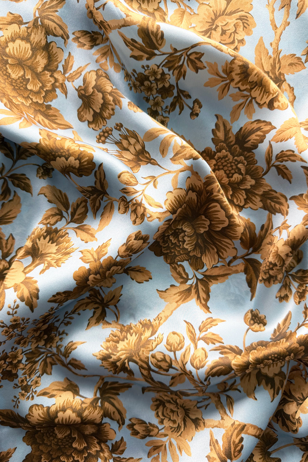 Bridgerton Silk Pillowcase made with Liberty Fabric REGENCY TRAIL BLUE & GOLD