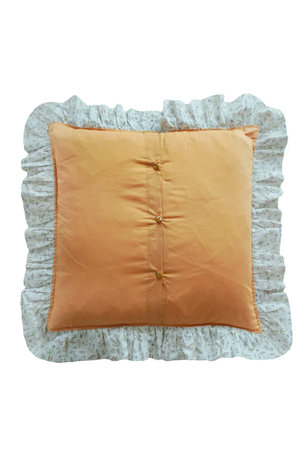 Ruffle Cushion made with Linen Liberty Fabric Turmeric and Theo Green - Coco & Wolf